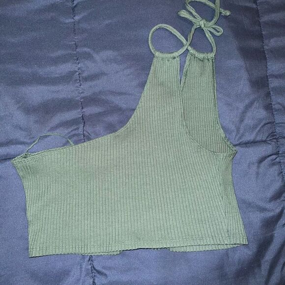 Aerie Rebel Tie Cropped Tank Top in sage green size L - Picture 5 of 5